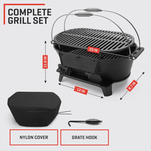 Портативный уличный прочный чугунный овальный гриль-хибачи, японский настольный угольный гриль для кемпинга - Product Image 3