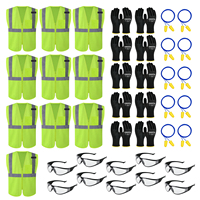 Kit de Seguridad PPE para 10 Personas para Trabajadores de Almacén con Chaleco de Alta Visibilidad Clase 2, Guantes Resistentes a Cortes A4, Gafas de Seguridad y Tapones para los Oídos