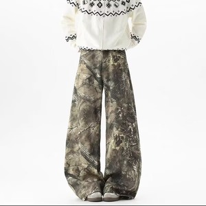 Vente en gros transfrontalière, style rétro américain, léger, camouflage à motifs de branches, broderie de lettres unisexe, coupe droite ample, bas de gamme, streetwear - Product Image 3