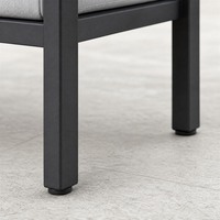 Ensemble de canapé de jardin gris moderne à trois places avec coussins imperméables, structure en métal, mobilier d'extérieur pour salon, bord de piscine, hôtel