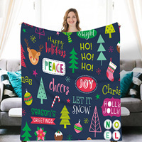 Plaid en flanelle imprimé Noël, couverture de canapé/lit en polaire douce avec logo personnalisé imprimé par sublimation, couverture décorative de fêtes