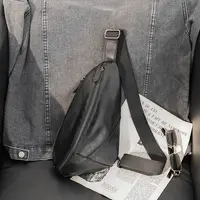 Bolsa de lona de couro vertical masculina, bolsa quadrada para mensageiro