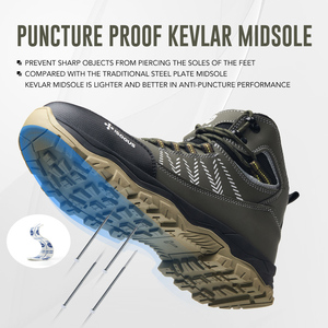 Chaussures <span class=keywords><strong>de</strong></span> sécurité unisexe vert olive à embout d'acier, légères, respirantes, avec doublure en maille et semelle extérieure en caoutchouc résistante à la corrosion et aux produits chimiques - Product Image 4