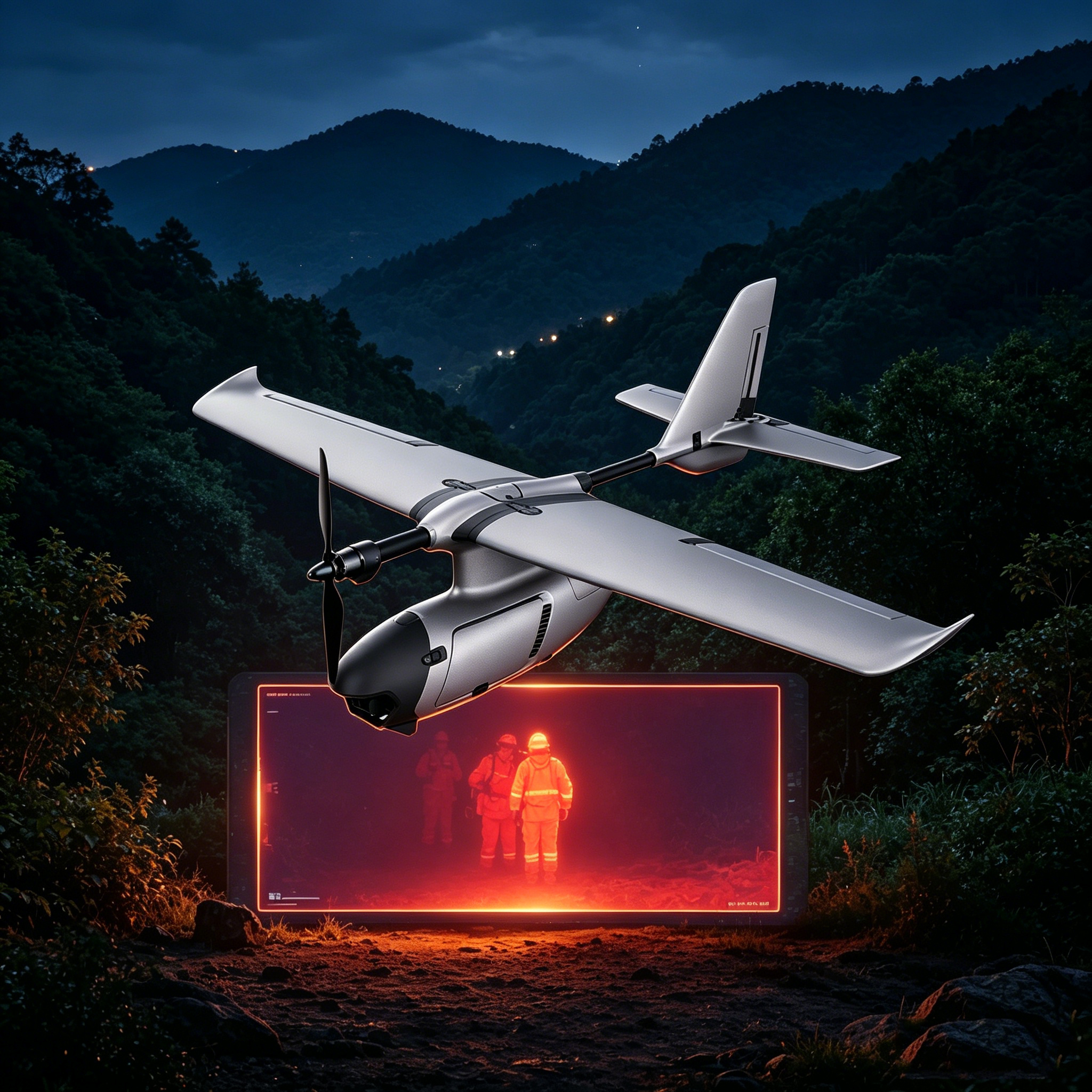 Industrial Security Inspection FireFly VTOL Fixed Wing Drone 4K Thermal Imaging Camera 15KM Long Range 50Min Flight Night Vision