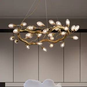 New Product Branches Design Light Luxury Copper Living Room Chandelier Villa Lamp Tea Room Model Room Nordic Pendant Light