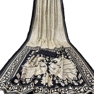 Sari indio elegante de diseño, de seda Dola y algodón estampado, con borde Zari, de secado rápido, estilo étnico, para fiestas y bodas. - Product Image 3
