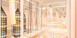 Aire de jeux intérieure personnalisée Macaron Pastel avec double toboggan, piscine à balles et <span class=keywords><strong>tour</strong></span> de jeux interactive pour centre commercial FEC - Product Image 5