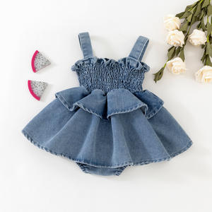 Baju monyet bayi baru lahir musim panas 2025, baju monyet bayi Denim kamisol stroberi untuk bayi baru lahir rok putri lucu Jumpsuit bayi - Product Image 3