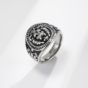 Anneaux <span class=keywords><strong>Lion</strong></span> de Juda pour hommes, bijoux juifs, anneau de chevalière en acier inoxydable - Product Image 4