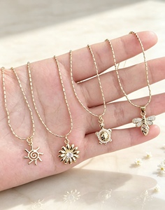 <b>Chain</b> Geometric Animal Floral Sun Charm Jewelry Gold Plated Brass Fashion Jewelry Design Pendant Necklace - Product Image 2
