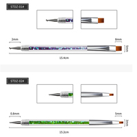Monja — lot de 5 pinceaux pour manucure 2 en 1, stylo à pois double usage, manche brillant, peinture des ongles, Sculpture, stylo à pois