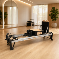 Reformer de Pilates Comercial para Casa, Estudio y Gimnasio, Máquina de Entrenamiento de Fuerza para el Core con Plataforma de Madera y Cuero de Microfibra