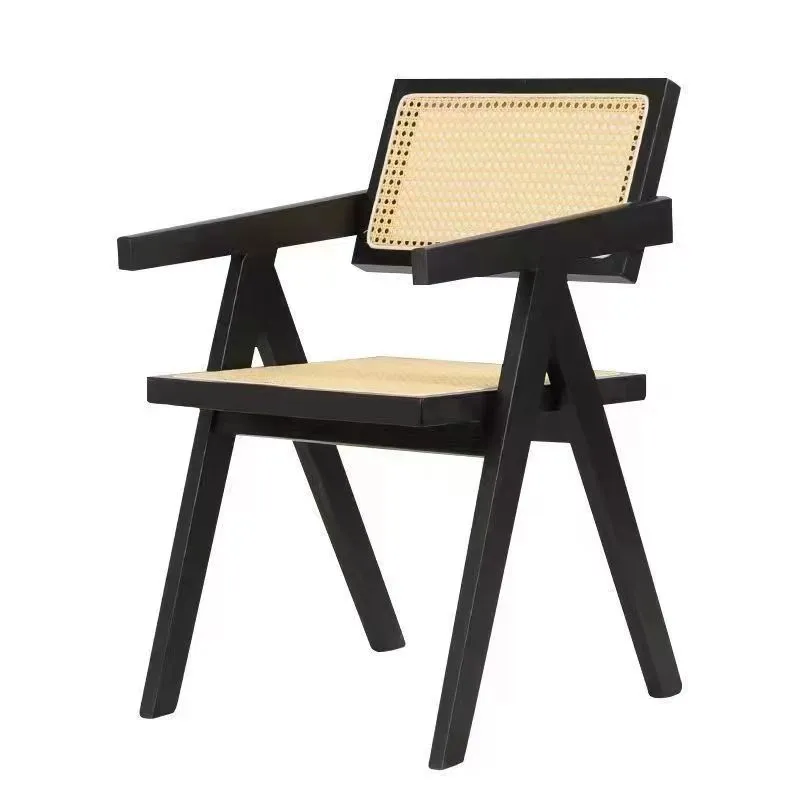 2024 yeni tasarım katı ahşap Rattan koltuk yemek sandalyesi Modern restoran mobilya sandalye kahve dükkanı