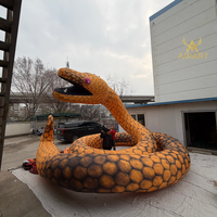 Décoration murale gonflable en forme de monstre serpent python doré avec éclairage LED