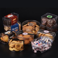 Pot à gâteau en plastique transparent, récipient en plastique de qualité alimentaire, pot en plastique PS pour dessert avec couvercle, de cuisine en stock