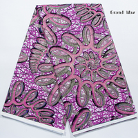 Tela Africana de Algodón con Estampado Jacquard de Cera Real de Calidad, Estilo Dobby, Diseño Flash Glod, Tela Africana para Paños