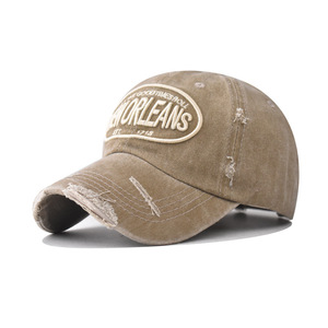 Vente en gros de casquettes de baseball en coton de style extérieur délavé avec broderie de grandes lettres anglaises unisexes - Product Image 4