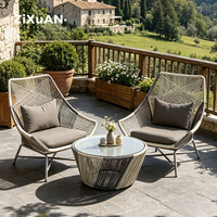 Mobilier de Jardin Moderne d'Extérieur pour Bistro, Balcon et Terrasse – Ensembles Tables et Chaises en Rotin/Osier pour Salle à Manger et Jardin