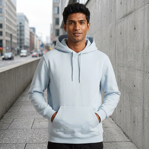 Sudadera con capucha de terciopelo 100% algodón con media cremallera, personalizada al por mayor, de alta calidad, impermeable y de peso pesado para hombre, ideal para deporte y gimnasio. - Product Image 3