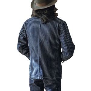 New Arrival Fashion Casual Raw Denim <b>Jacket</b> Custom Logo High Quality <b>Men</b> Blue Jacquard Denim <b>Jacket</b> for <b>Men</b> - Product Image 4