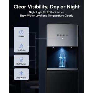 Distributeur d'eau Euhomy à chargement par le bas, compatible avec les bouteilles de 5 gallons, 3 réglages de température (chaud, température ambiante, froid), sur pied - Product Image 6