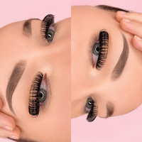 Lot de 10 paires de faux cils russes 3D effet volume, courbure D, effet wispy et volumineux, en faux vison, spectaculaires, en fibres synthétiques, en bande