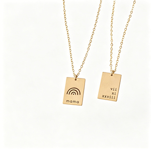 Collier pendentif rectangulaire personnalisé en acier inoxydable – Nom, date, texte, citations et mots significatifs gravés – Cadeau de bijoux - Product Image 2