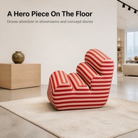 Canapé lounge nuage rayé, fauteuil d'appoint moderne en tissu et mousse, housse amovible lavable, imperméable, entretien facile, compressé sous vide