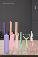 Offre Spéciale : Ensemble de Couteaux de Cuisine 7 Pièces en Paille de Blé – Couteau de Chef, Couteau à Steak, Couteau Japonais, Éplucheur, Couteaux à Légumes pour Barbecue