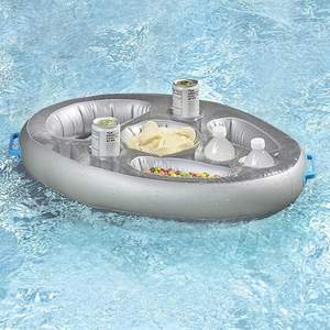 Porte-boissons flottant grande capacité pour piscine, plateau flottant gonflable pour boissons, glacière - Product Image 1