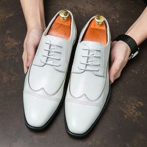 Zapatos Oxford con Cordones, Zapatos Formales para Boda, Diseño Clásico, Zapatos de Vestir de Cuero Blanco Duraderos y de Venta Caliente - Product Image 1