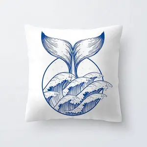 Housse de coussin imprimée en queue de poisson océan personnalisée taies d'oreiller décoratives taie d'oreiller en velours