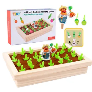 Wholesale Children's Educational Wooden Toys Vegetable Memory Game Pull Radish Size Matching Sets for Toddlers Toys
