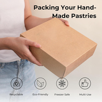 Boîte pliable en carton kraft recyclable à fermeture automatique pour macarons, brownies et biscuits