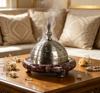 Brûleur à Bakhoor en marbre rouge naturel, brûleur d'encens en pierre Viola, Mabkhara pour Ramadan, hôtel musulman, maison arabe, décoration cadeau