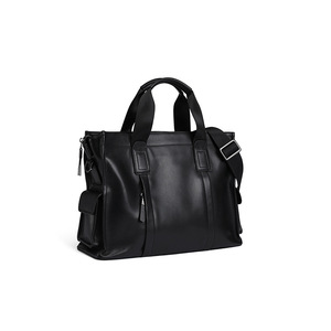 Top-Grain Cowhide Briefcase Large Capacity Business Travel Men's <b>Bag</b> Black Solid Color Summer 2021 - Product Image 1