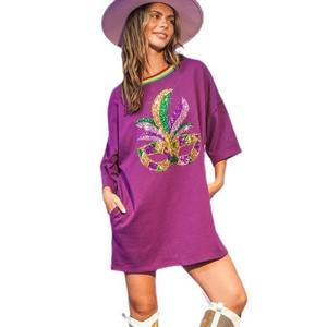 2024 verano ODM satén vestido informal de mujer nuevo Europeo Americano transfronterizo para <span class=keywords><strong>Amazon</strong></span> máscara lentejuelas manga corta largo Natural - Product Image 5