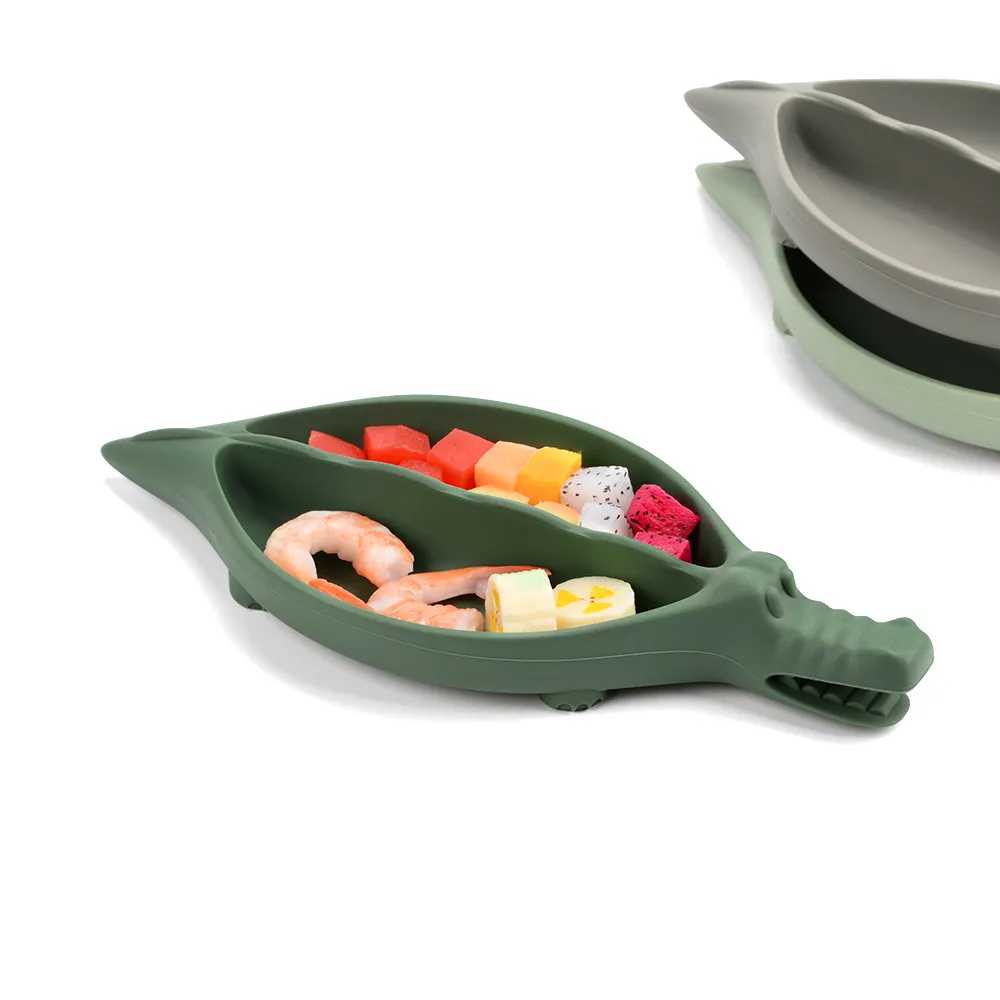 Силиконовая 3D крокодиловая пластина для кормления ребенка, Высококачественная пищевая пластина, без БФА, набор тарелок для кормления ребенка, подарок для малыша