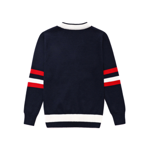 DFSC02 Uniforme Escolar para Niños y Niñas de Primaria y Secundaria, Suéter de Algodón con Agujas para Otoño e Invierno, Suéter Tipo Cárdigan Británico - Product Image 3