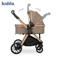 Poussette multifonctionnelle Kidilo, 3-en-1 réversible, haute vue, légère et pliable avec nacelle pour nouveau-né