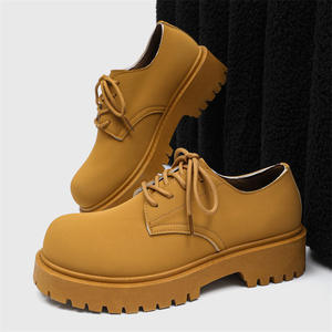 Nouvelles Chaussures Derby pour Hommes, Style Parisien, à Talon Épais et Rehaussant, en Cuir Noir, Style Preppy Britannique, Haut de Gamme, Tendance, pour le Campus - Product Image 1