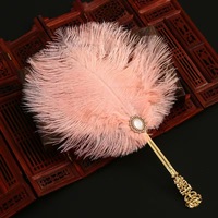 Nuevo hermoso abanico de pelo de avestruz estilo antiguo ropa Han abanico decorativo de plumas de hadas Cheongsam abanico de baile de pasarela
