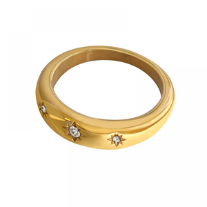 <strong>Right</strong> Grand 5A Zircon <strong>Finger</strong> <strong>Ring</strong> Stainless Steel PVD Gold Plated No Fade Female <strong>Ring</strong> for Gift - Product Image 1