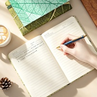 Carnet de notes A5 à couverture rigide avec sangle, motif feuilles, tendance et promotionnel, idéal pour les professionnels