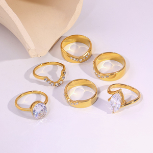 JUSNOVA Nuovi Arrivi Anello da Donna Unico con Zirconi a Diamante in Acciaio Inossidabile Placcato Oro 18K Antigraffio e Impermeabile - Product Image 4