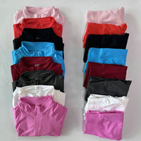 Ensemble de yoga 2 pièces respirant avec veste à manches longues et legging taille haute à demi-zip pour la course à pied - Vente en gros