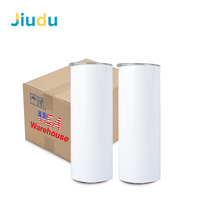 A12 Livraison gratuite USA Entrepôt 20oz Blanc Maigre Droit Sublimation Gobelets En Acier Inoxydable Vierges Avec Pailles En Acier Inoxydable