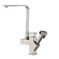 Robinet de cuisine monocommande classique moderne en acier inoxydable, design élégant, avec cartouche céramique pour installation monotrou