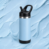 Bouteille d'eau pour enfants de 12 oz pour le bureau et l'école, avec une taille compacte de 17 cm, une poignée facile à transporter et une revêtement en poudre Dry Grip