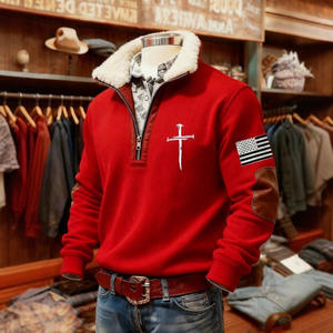 Pull en maille imitation à huit côtes à col en fourrure zippé décontracté pour <span class=keywords><strong>homme</strong></span>, nouvelle collection automne-hiver 2025, transfrontalier - Product Image 1